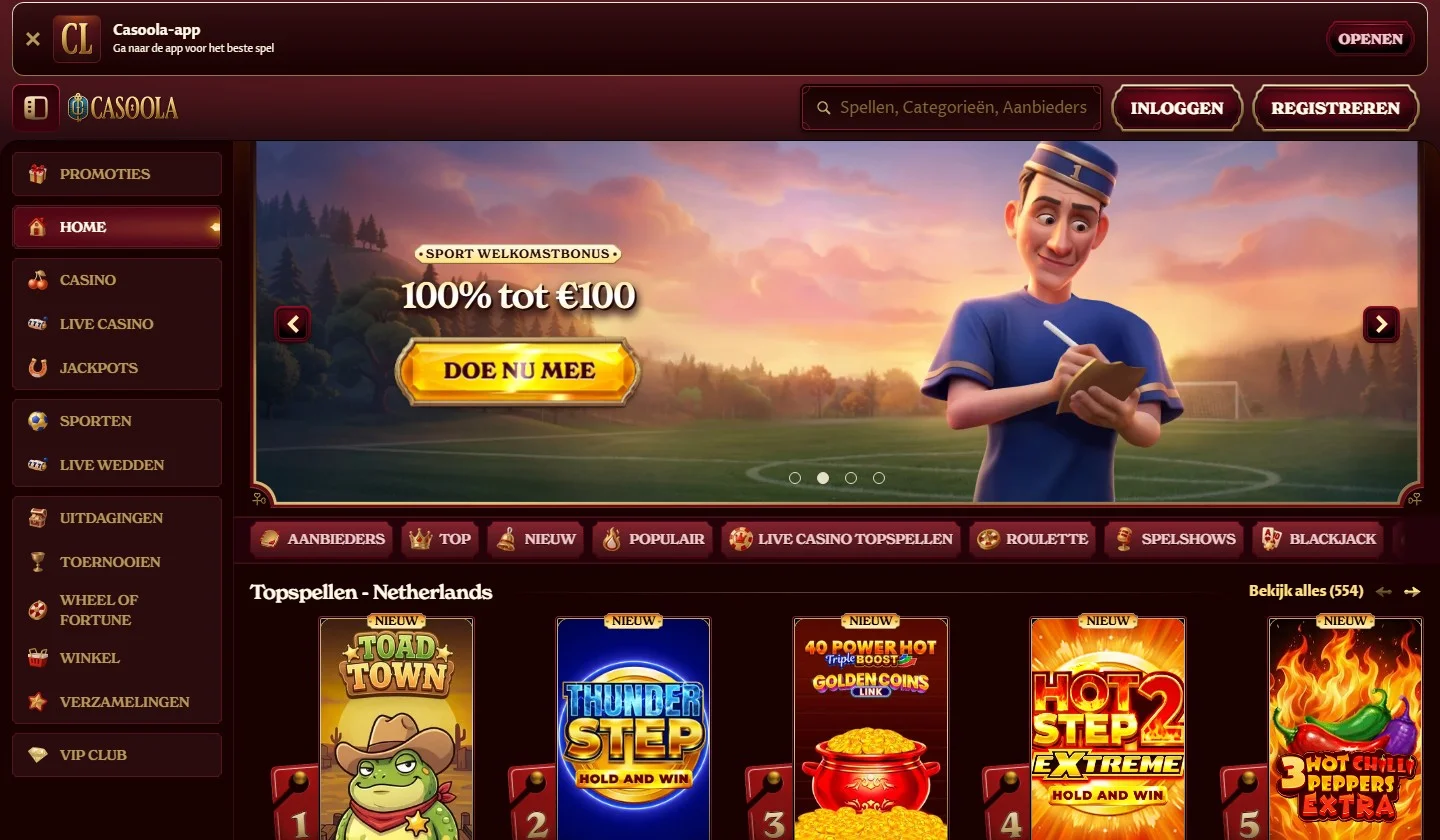 online casino neosurf: de lobby van Casoola