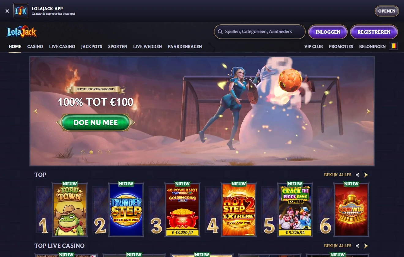 neosurf casino: de homepage van casino LolaJack