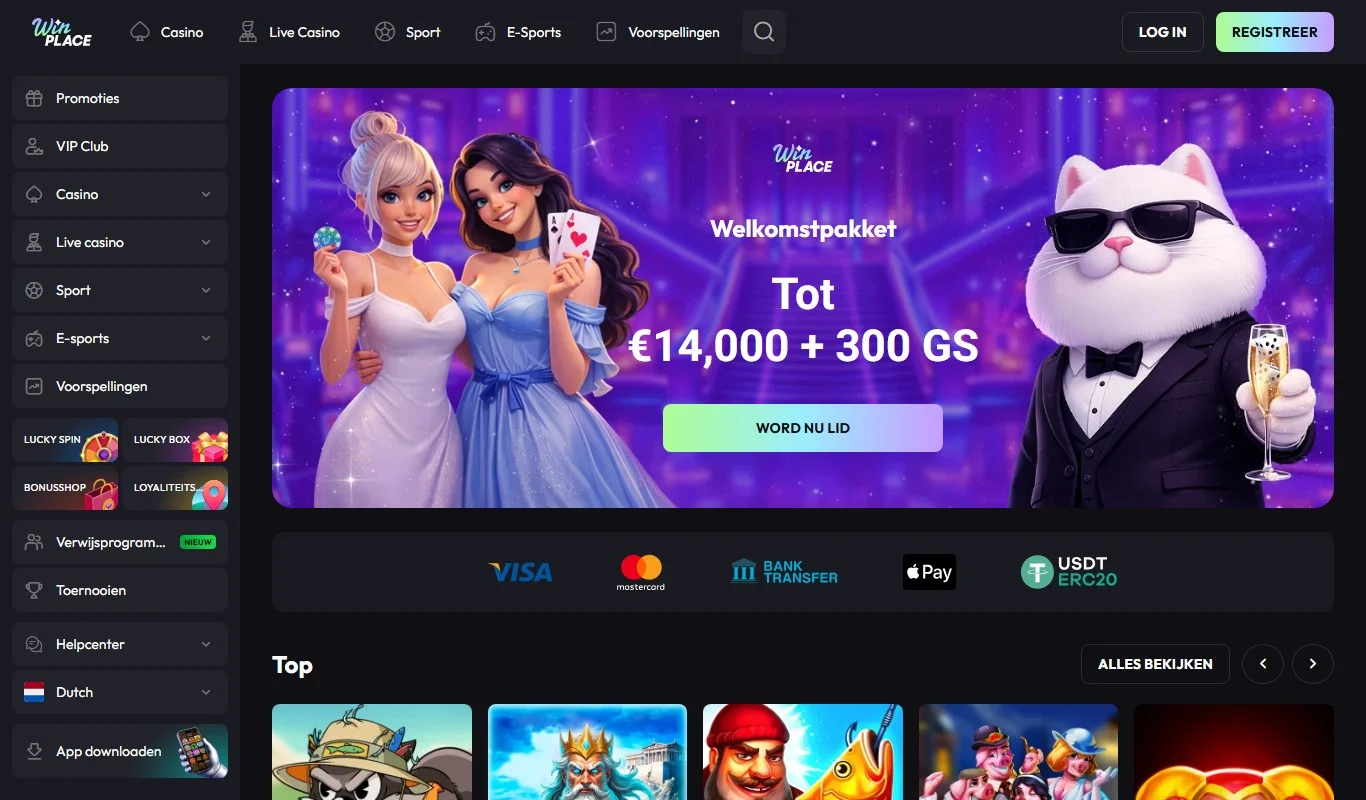 casino neosurf: de homepage van casino WinPlace